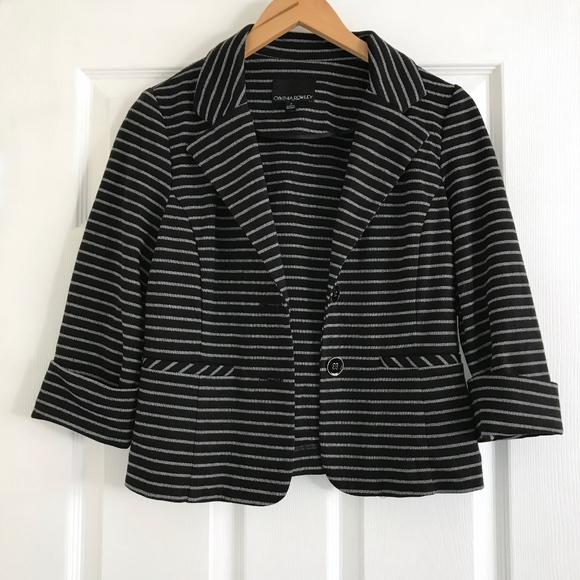 Cynthia Rowley Striped Jersey Knit Blazer Jacket - Picture 1 of 5